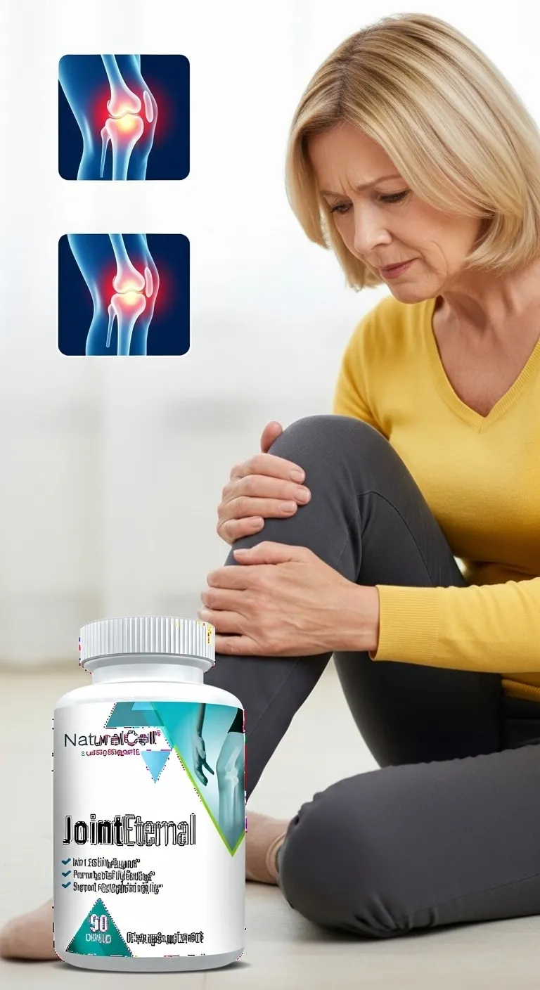 Smiling blonde woman in a floral dress holding Joint Eternal in an outdoor garden.